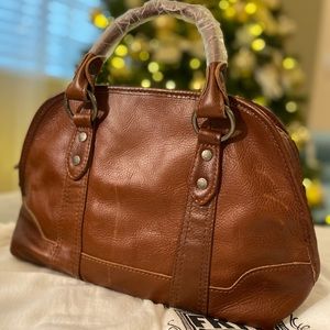 Frye Leather Domed Satchel In Brown